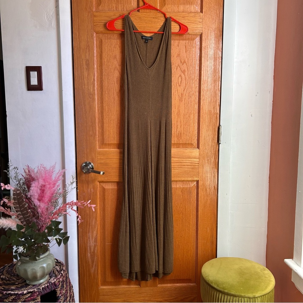 Banana Republic Green Tan Maxi Dress Sleeveless Casual